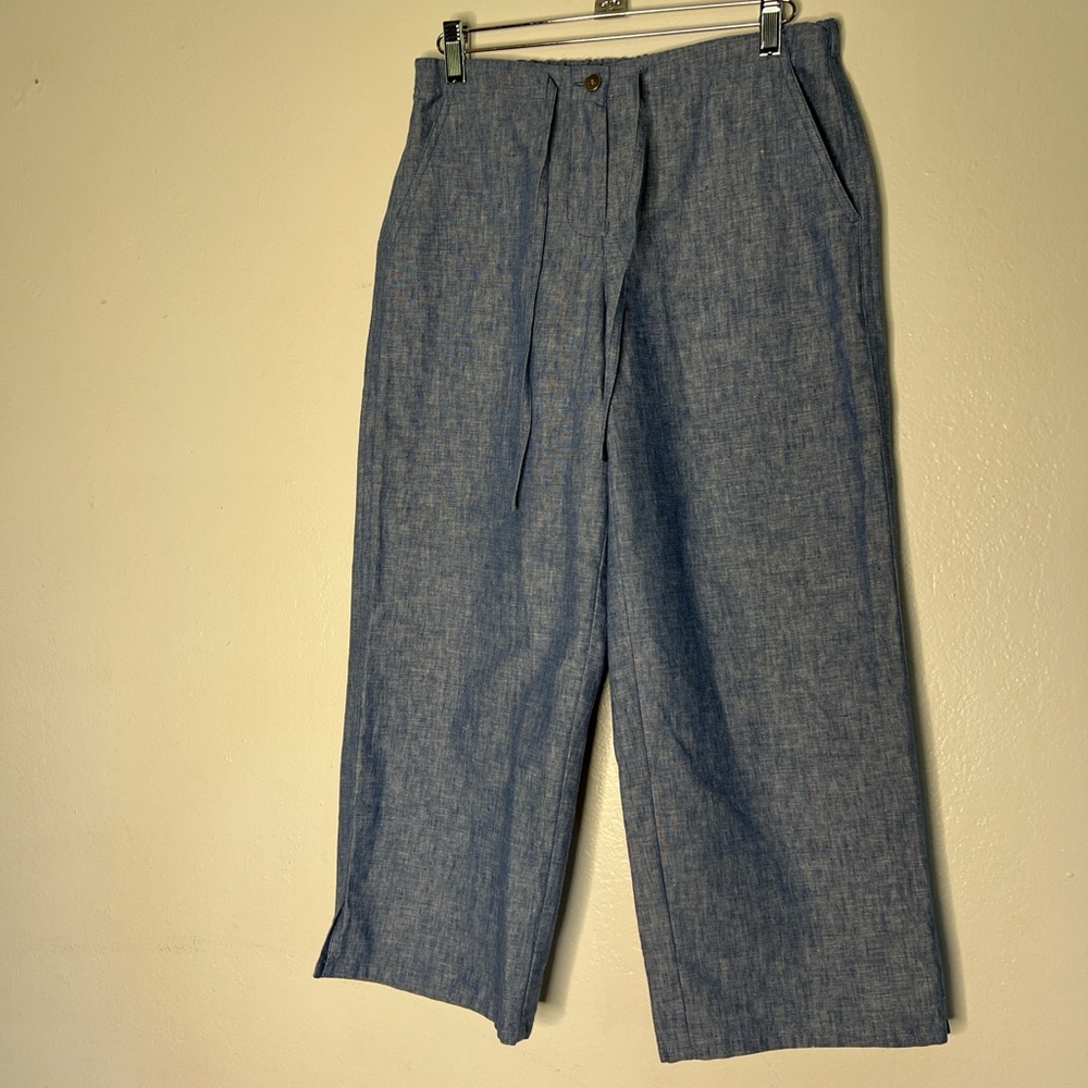 Linen blend women’s capris pants blue villager by Liz Claiborne co S